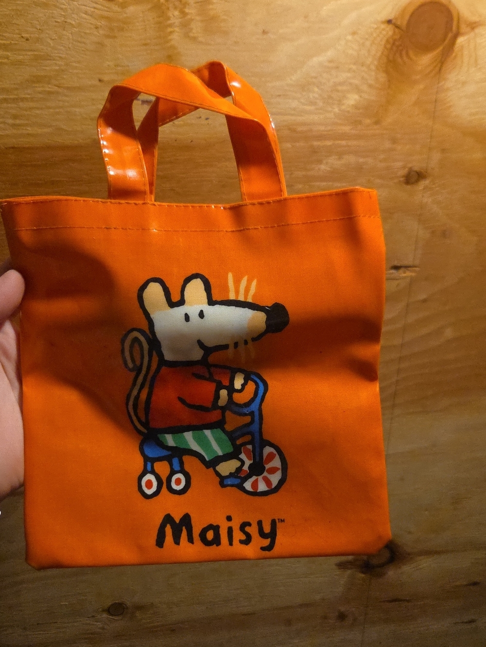 Maisy branded orange tote bag